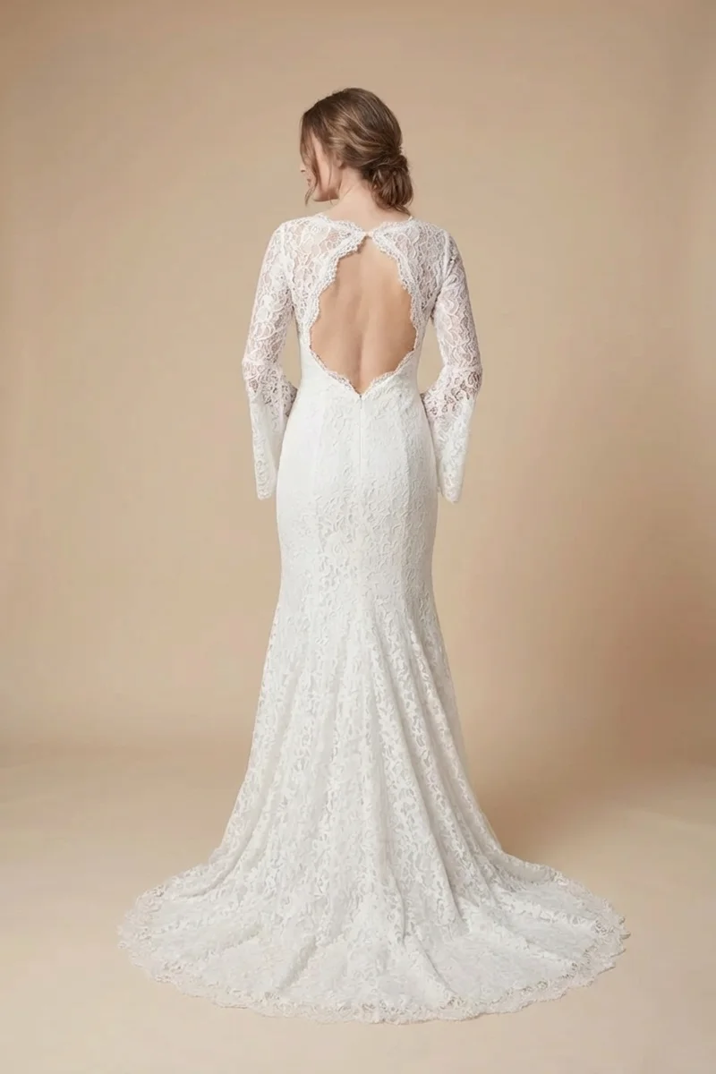 Robe de Mariée Arabella en Dentelle à Manches Évasées et Dos Nu - 2