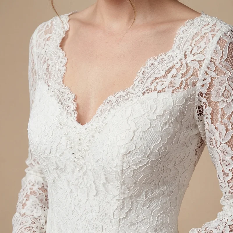Robe de Mariée Arabella en Dentelle à Manches Évasées et Dos Nu - 3
