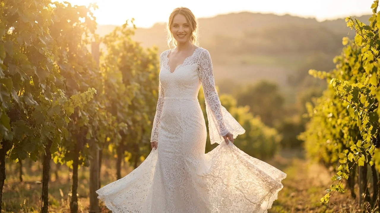 Robe de Mariée Arabella en Dentelle à Manches Évasées et Dos Nu - 6