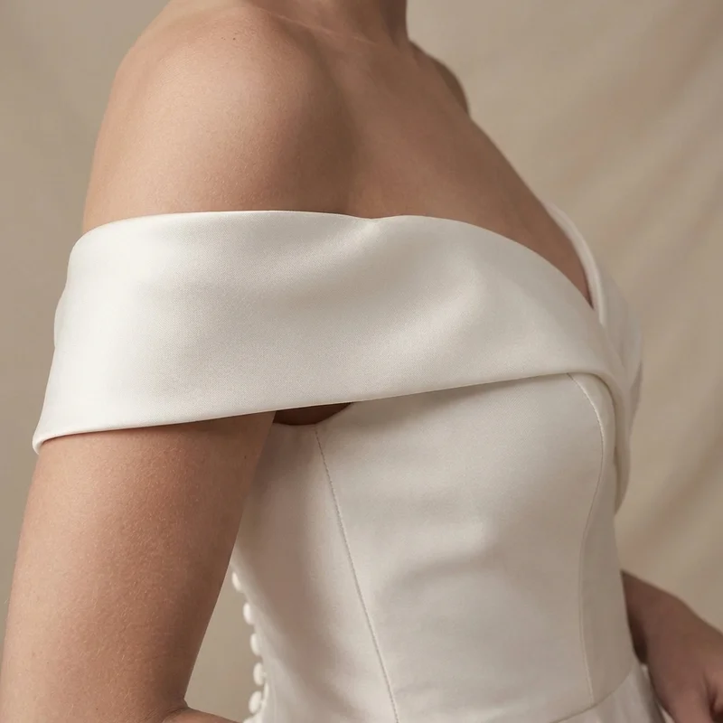 Satin Ball Gown with Button Back Detail - 3