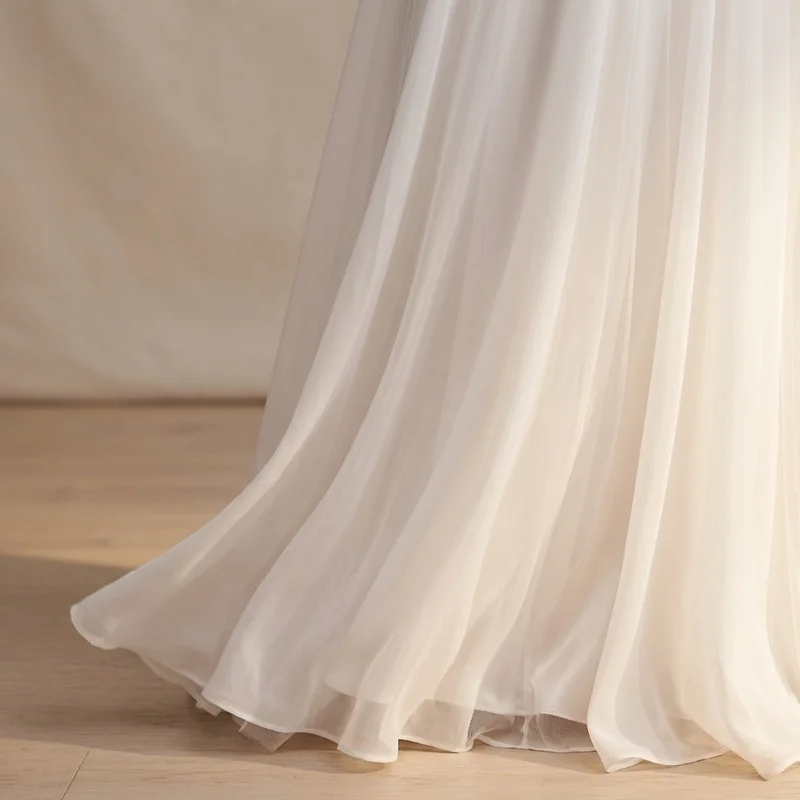 Relaxed Chiffon Mini Wedding Dress - 4
