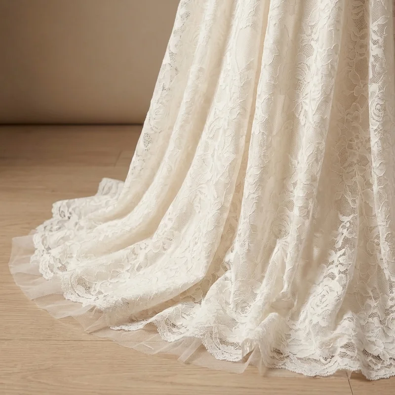 Cotton Lace Midi Casual Wedding Dress - 4