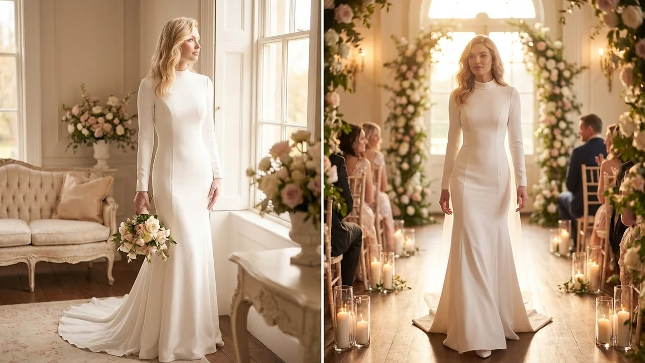 Robe de Mariée Willow en Crêpe Ajustée Évasée - 5