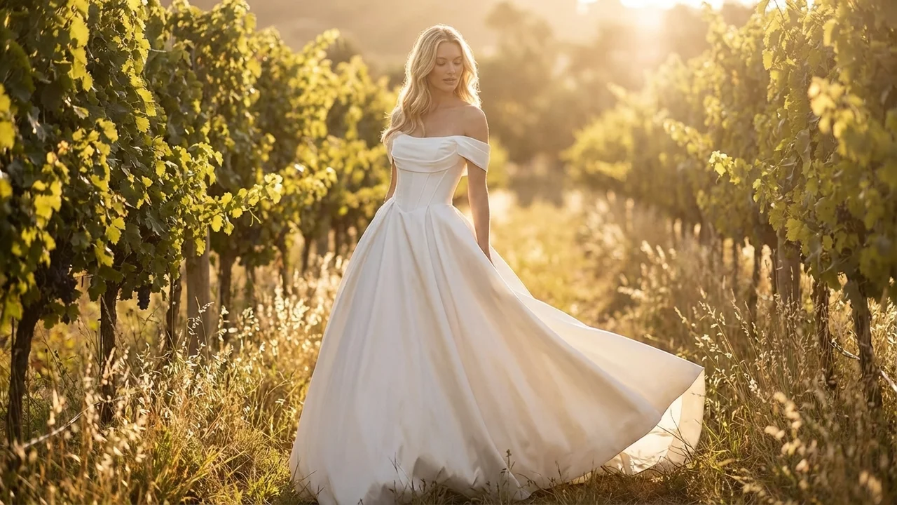 Robe de Mariée Empress en Satin avec Corset et Jupe Princesse - 6