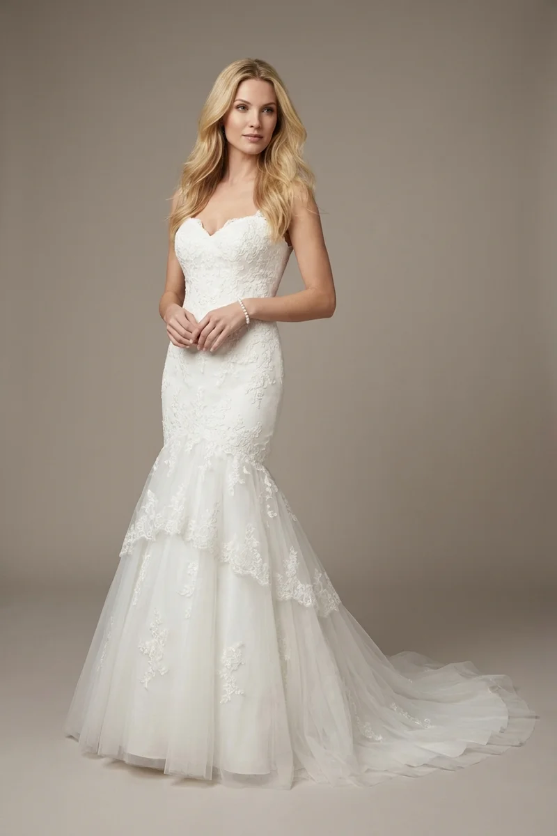 Valentina Korsett-Spitzen-Meerjungfrau-Brautkleid - 1