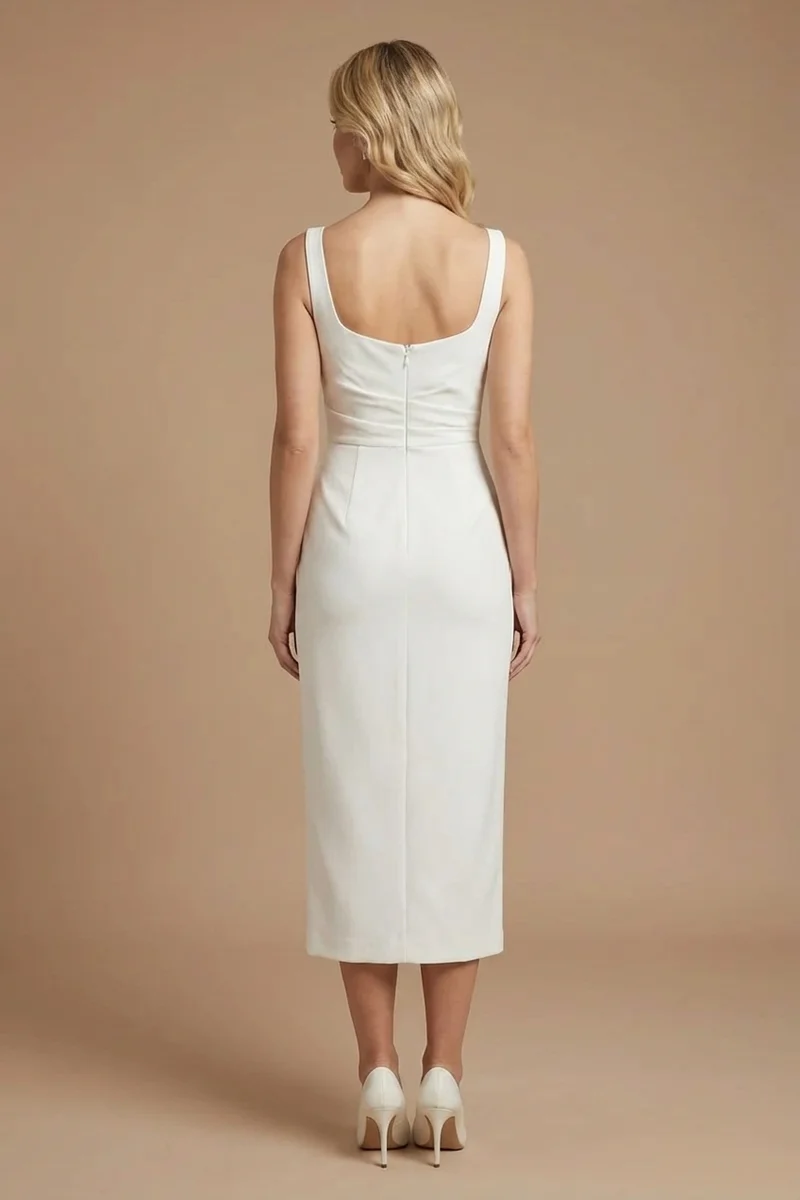 Crepe Midi Courthouse Wedding Dress - 2