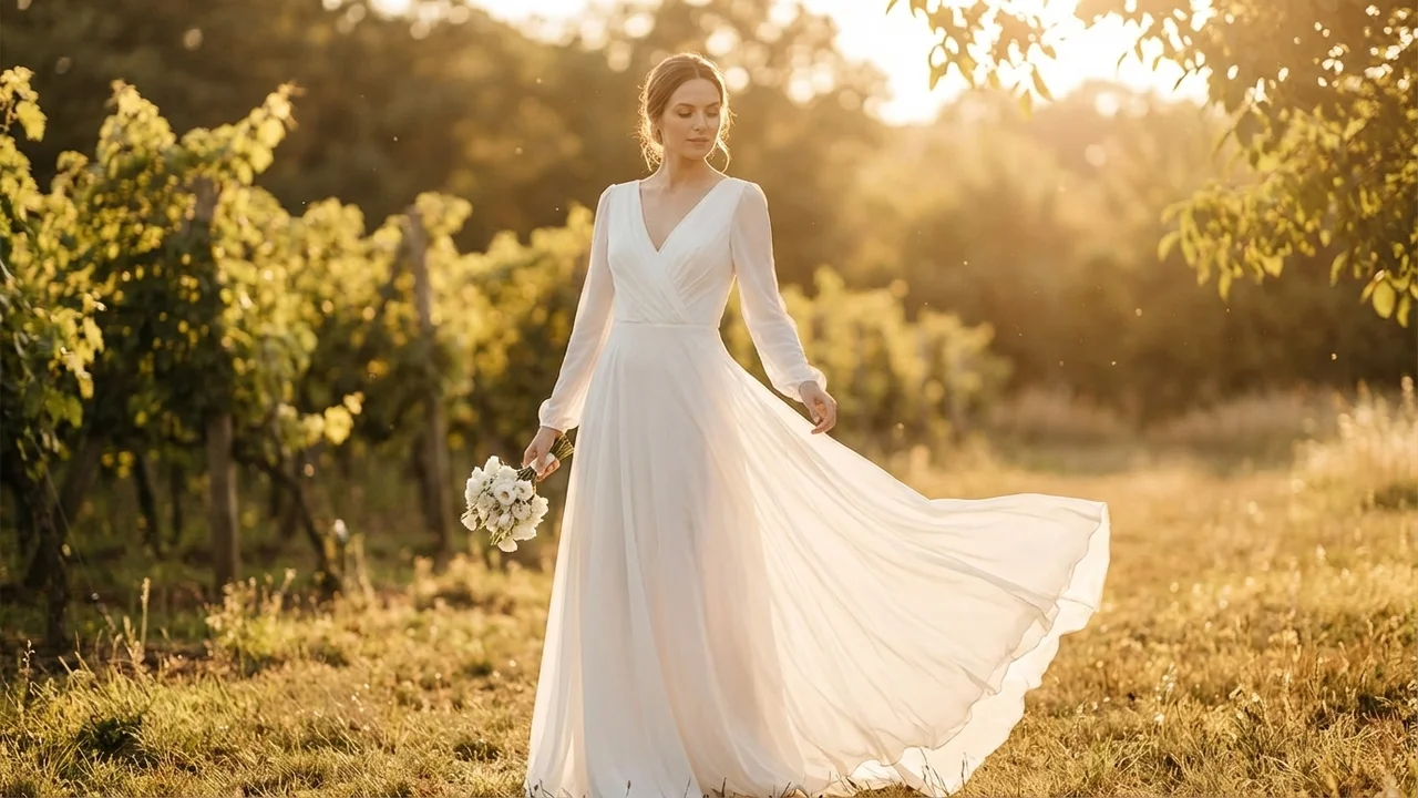Chiffon Wickel-Brautkleid für Standesamt - 6