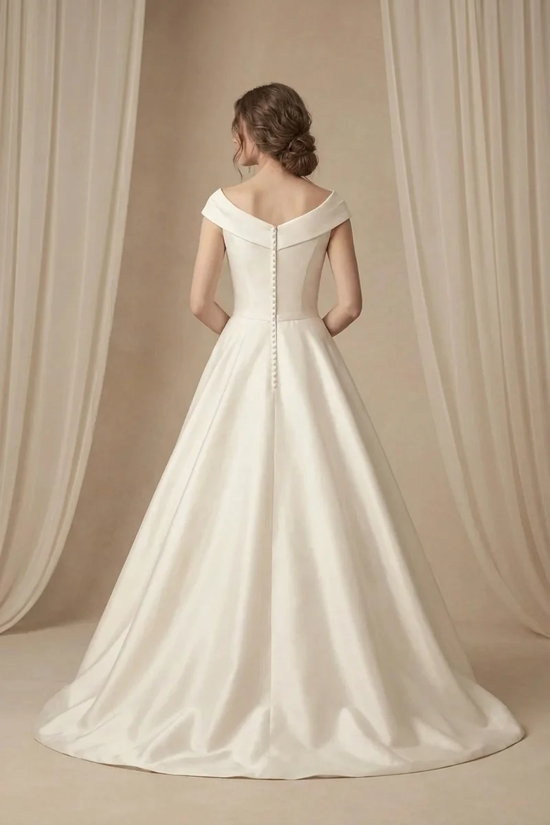 Cordelia Robe de Bal en Satin à Manches Courtes - 2