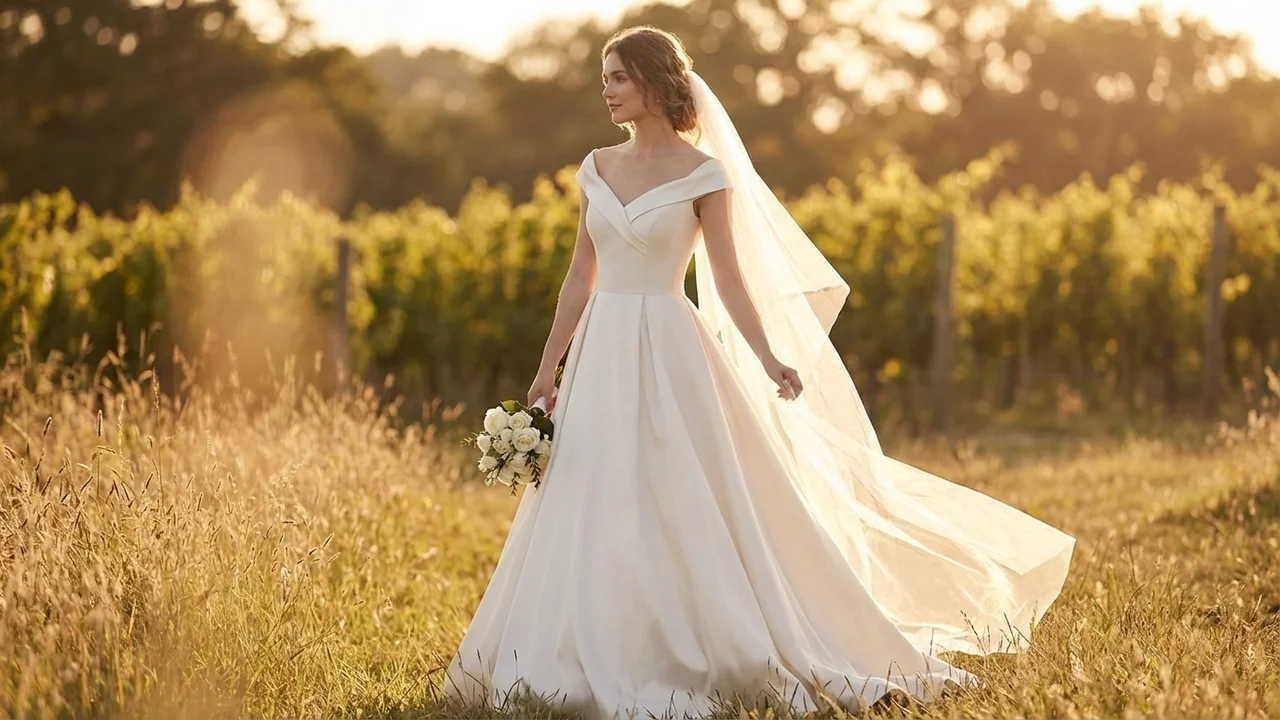 Cordelia Robe de Bal en Satin à Manches Courtes - 6