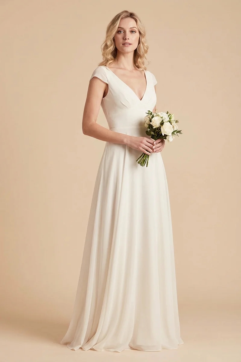 Adelaide Brautkleid Chiffon A-Linie mit Flügelärmeln - 1