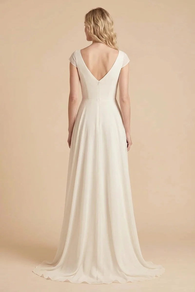 Adelaide Brautkleid Chiffon A-Linie mit Flügelärmeln - 2