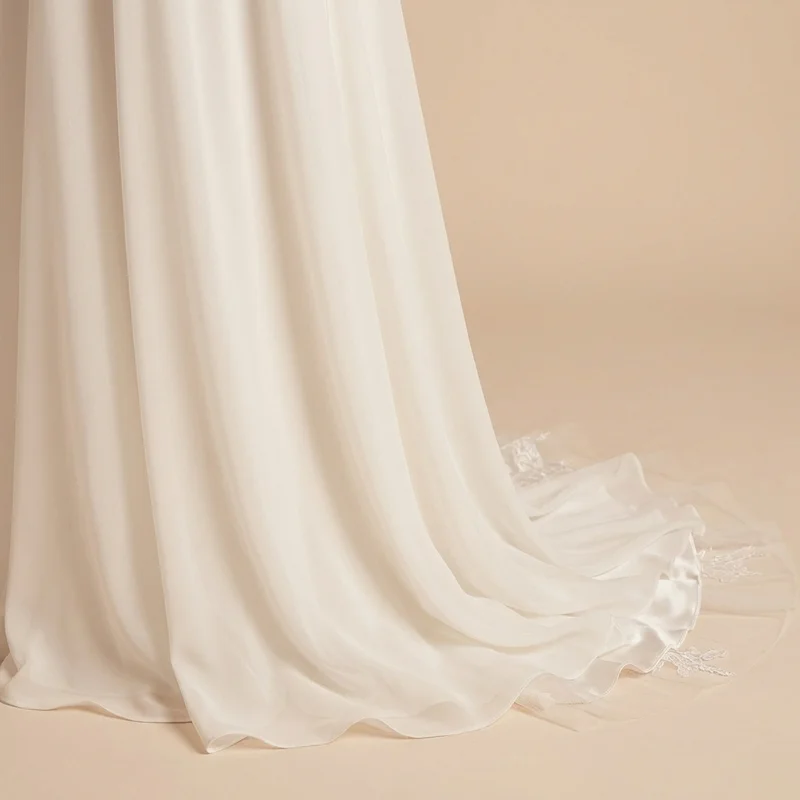 Adelaide Brautkleid Chiffon A-Linie mit Flügelärmeln - 4