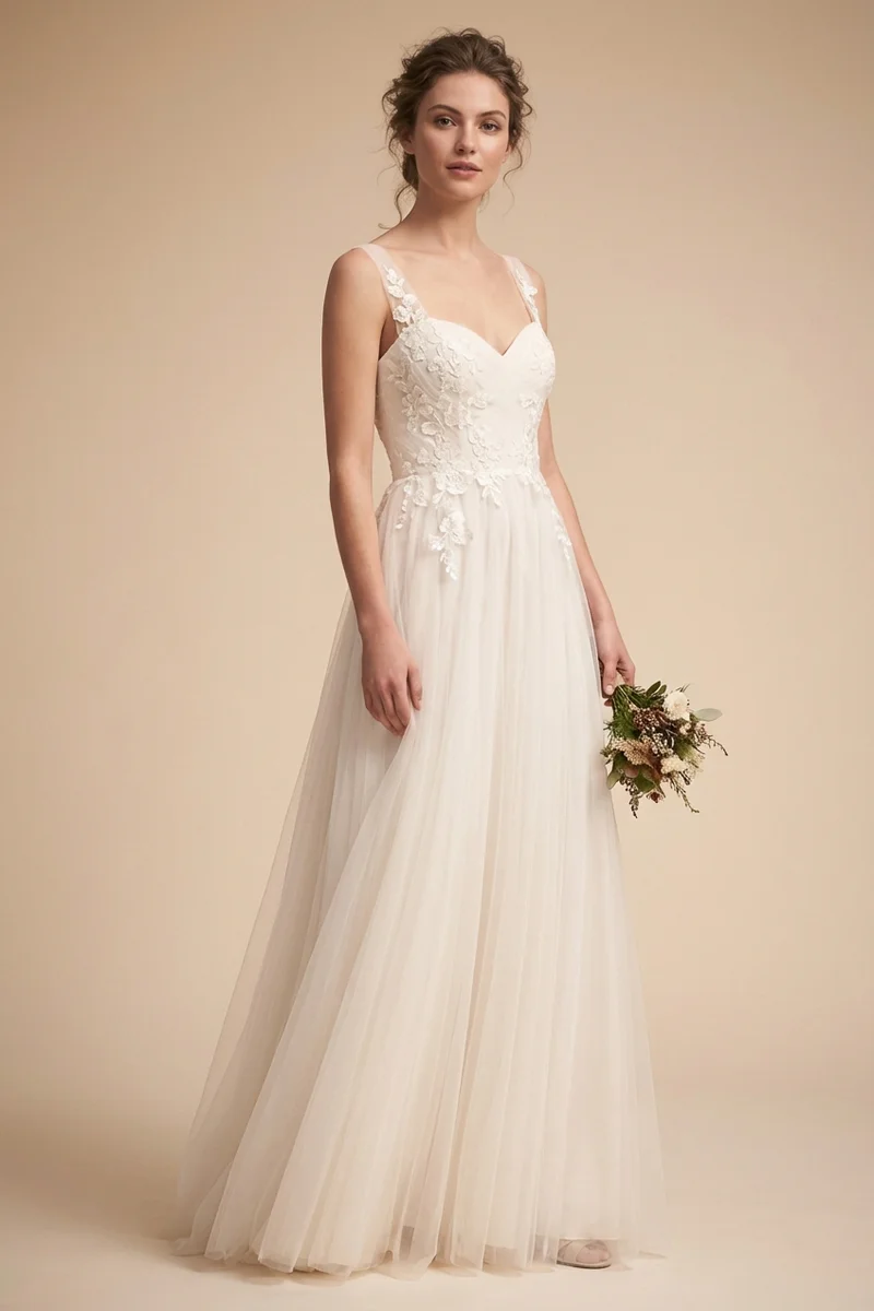 Clementine Robe Champêtre Rustique en Tulle - 1