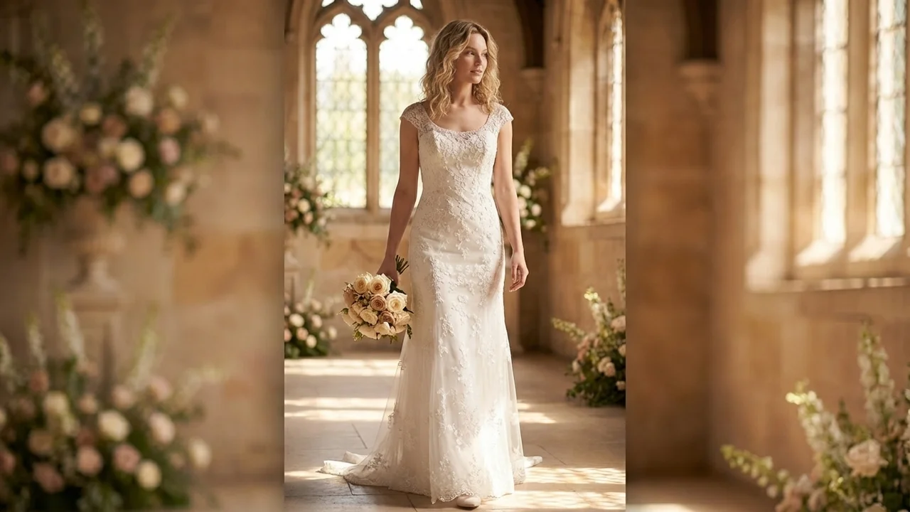 Aurora Elegant Embroidered Sheath Wedding Dress - 5