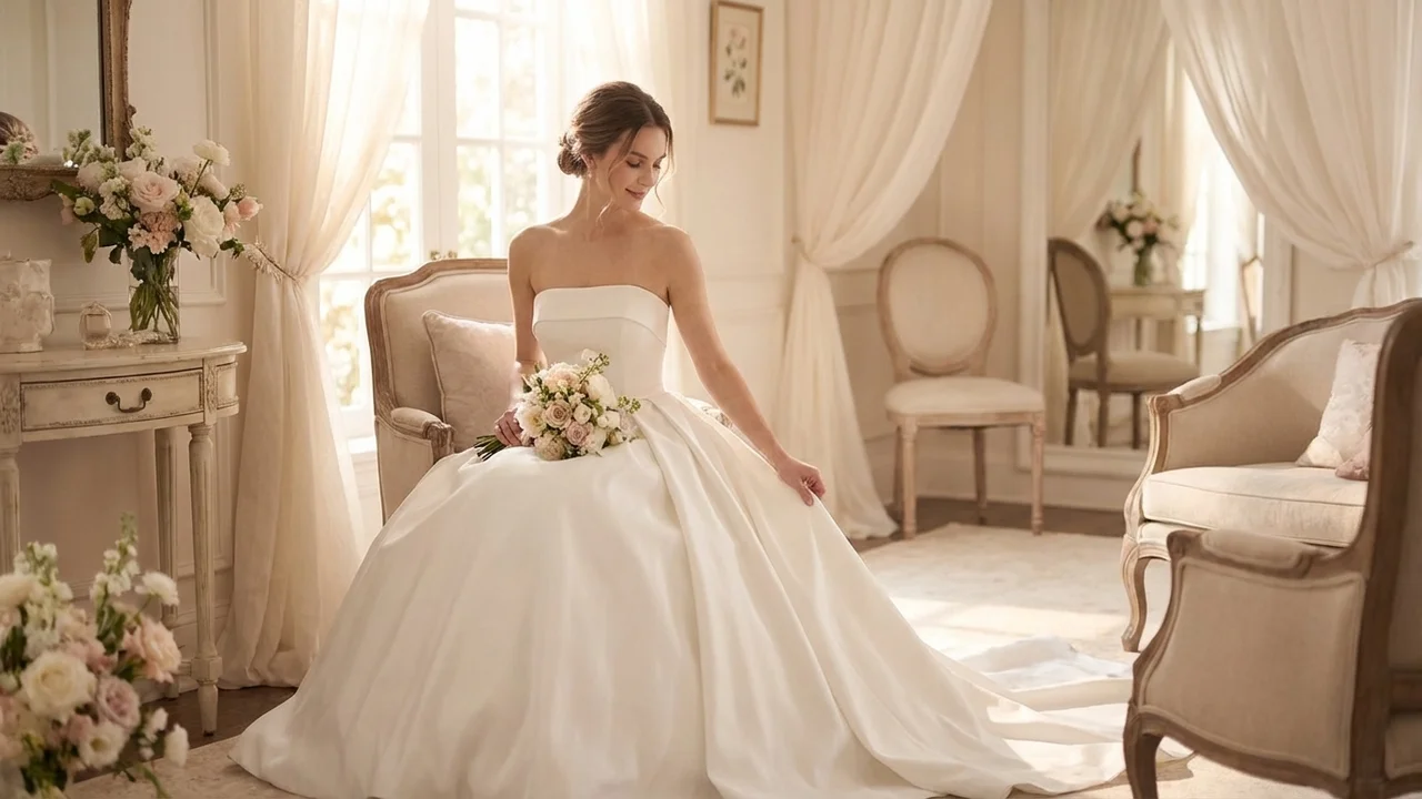 Victoria Elegantes Satin-Ballkleid-Brautkleid - 5