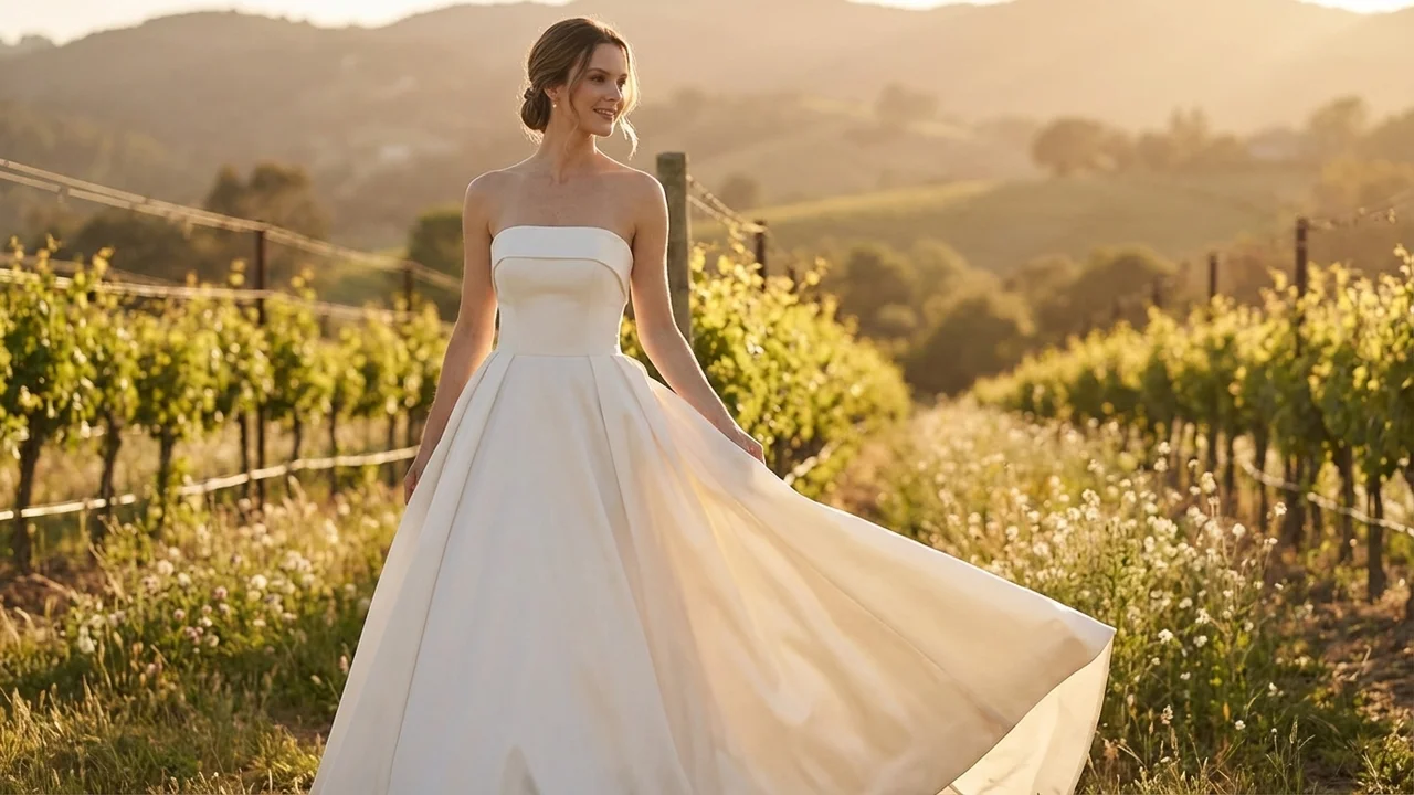 Victoria Elegantes Satin-Ballkleid-Brautkleid - 6