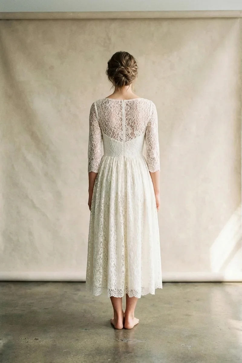 Robe Midi Romantique en Dentelle — Mariage Intime - 2