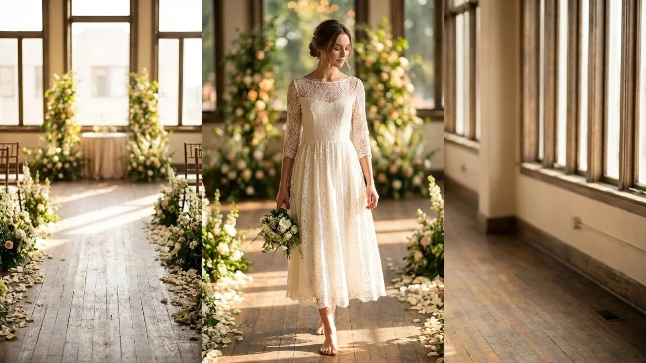 Robe Midi Romantique en Dentelle — Mariage Intime - 5