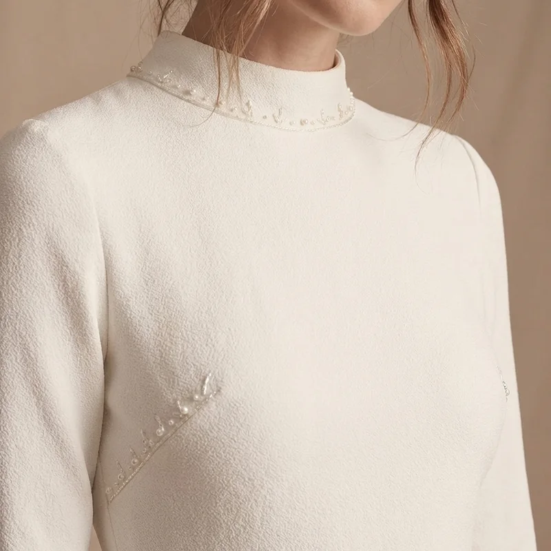 Seraphina Crepe Floor Length Sheath Dress - 3