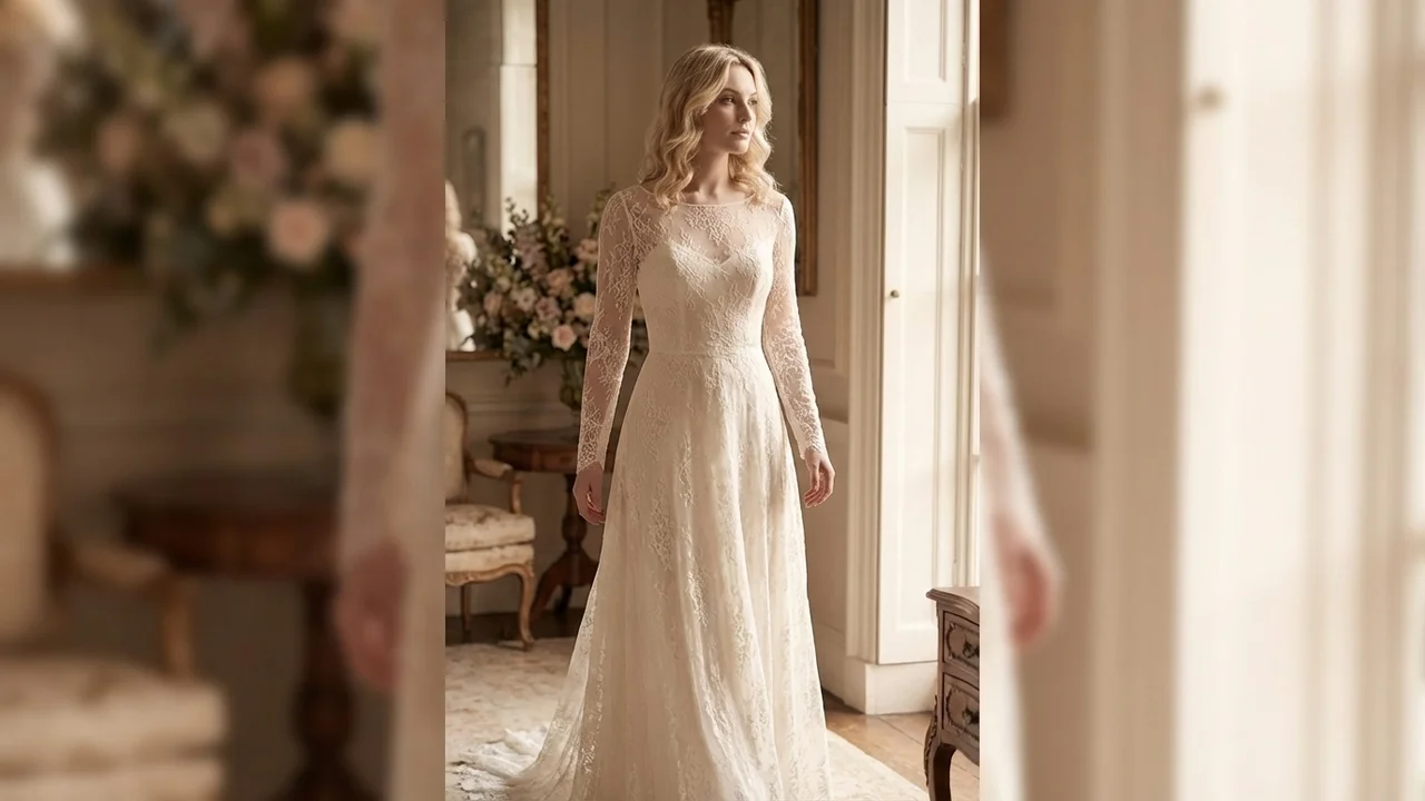 Genevieve Lace Floor Length Elegant Gown - 5