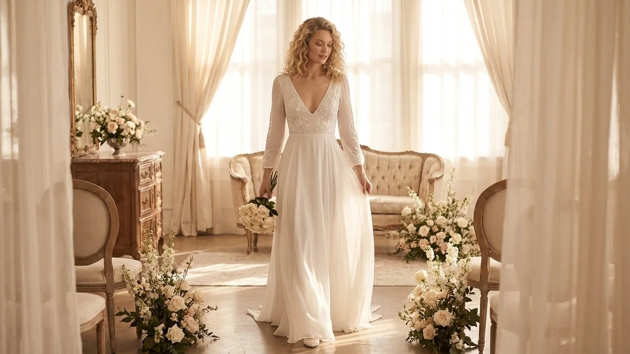 Robe de Mariée Bohème à Broderies Florales - 5