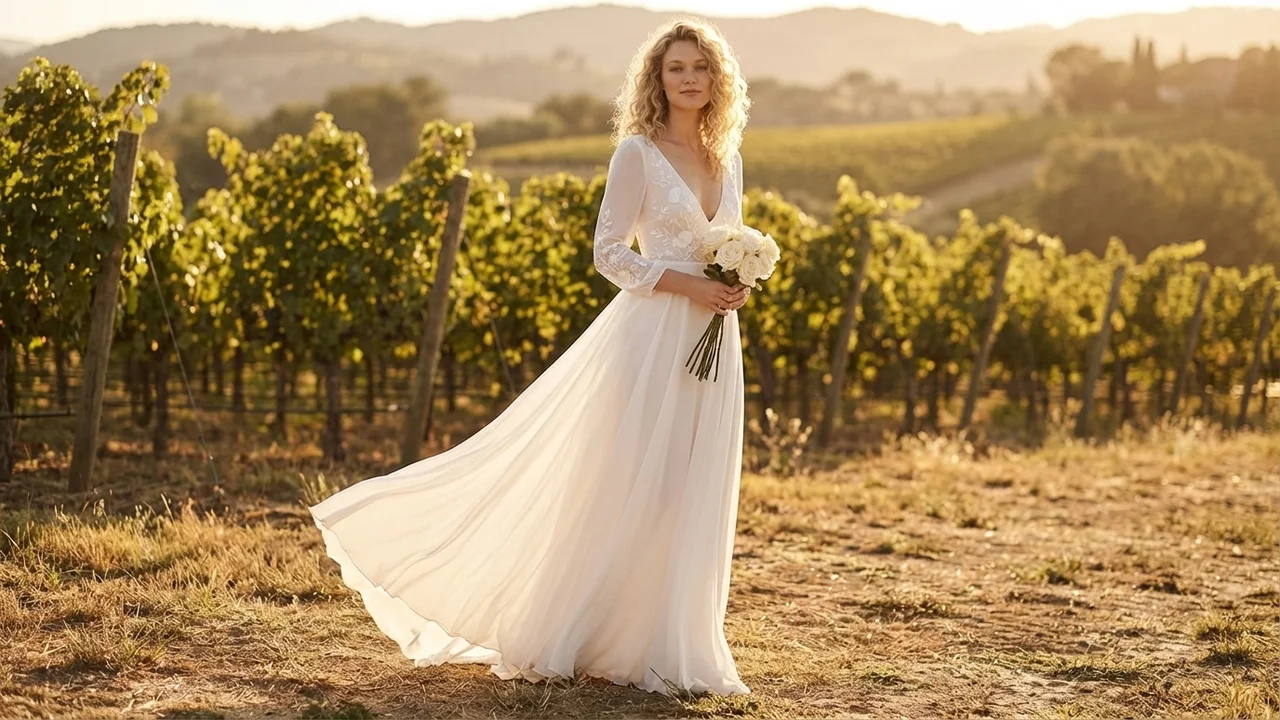 Robe de Mariée Bohème à Broderies Florales - 6