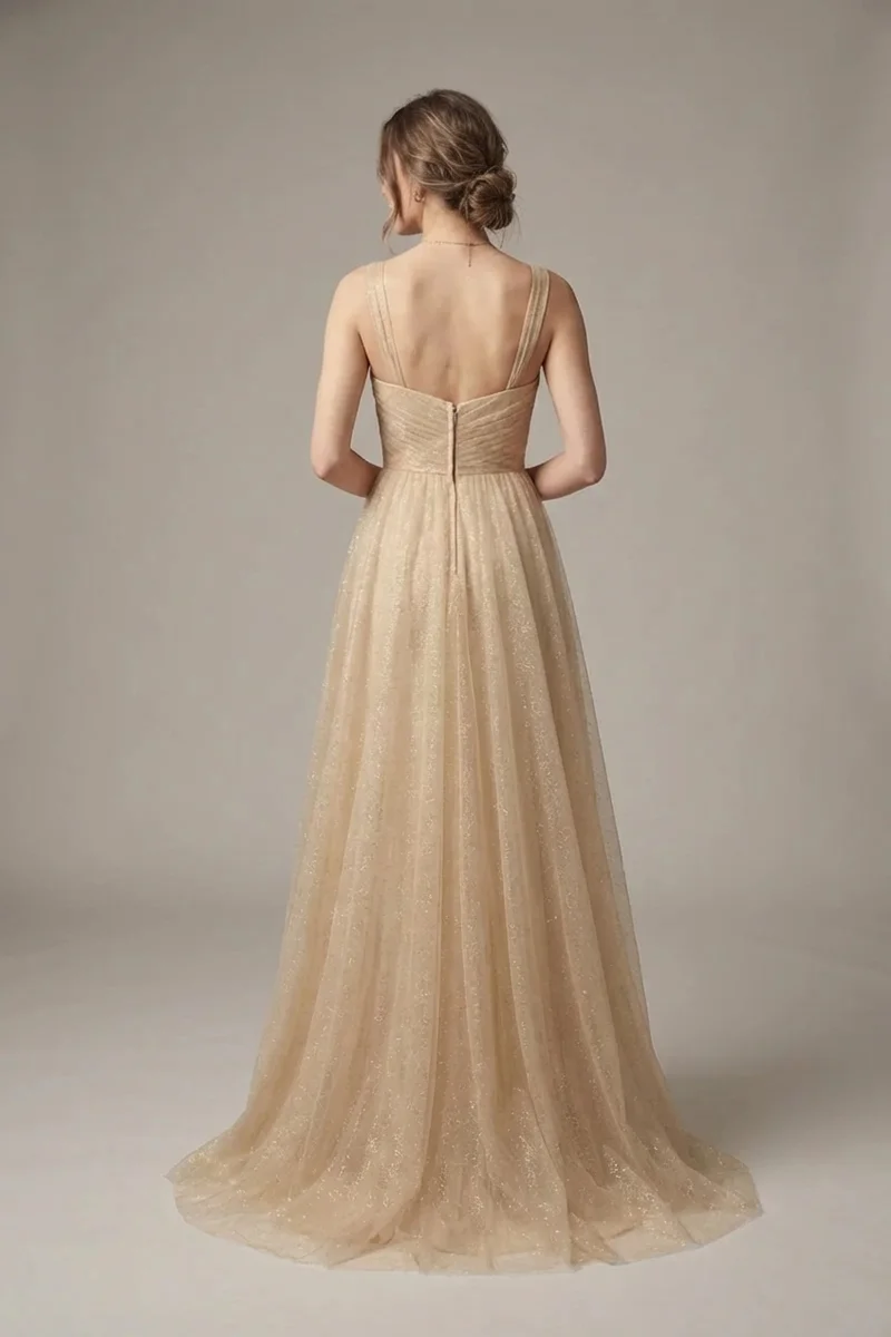 Aurelia Robe de Mariée A-Line Dorée Scintillante - 2