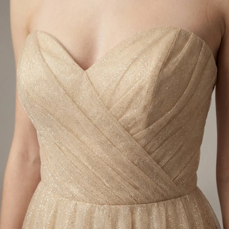 Aurelia Robe de Mariée A-Line Dorée Scintillante - 3