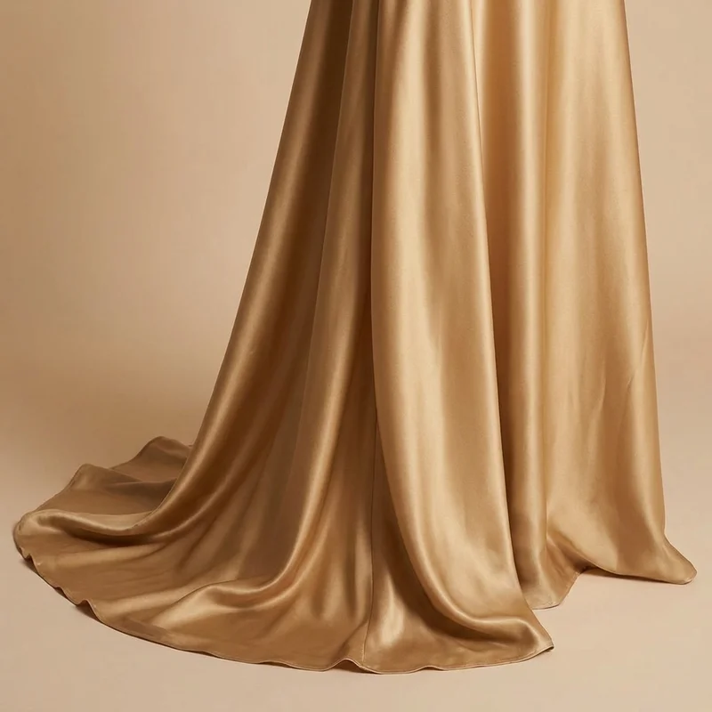 Seraphina Gold Satin Empire Waist Wedding Dress - 4