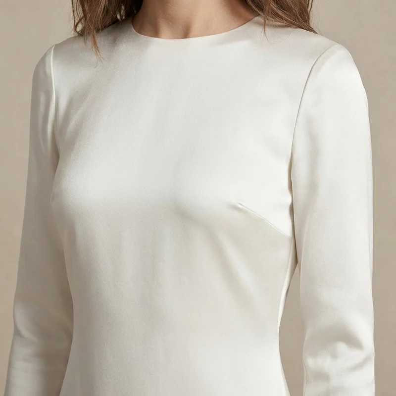 Seraphina High Neck Satin Column Wedding Dress - 3