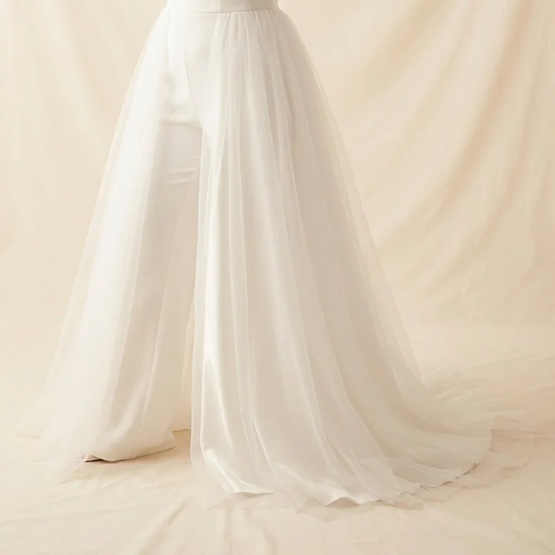 Nova Bridal Jumpsuit with Detachable Tulle Skirt - 4