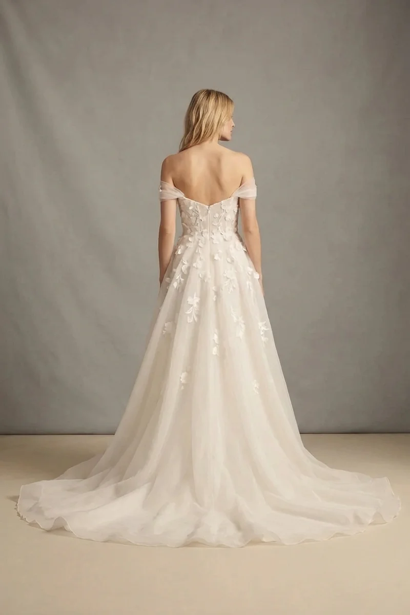 Ivy Organza Garten-Brautkleid mit Blumenapplikation - 2