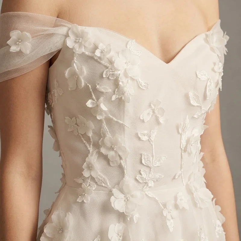 Ivy Organza Garten-Brautkleid mit Blumenapplikation - 3