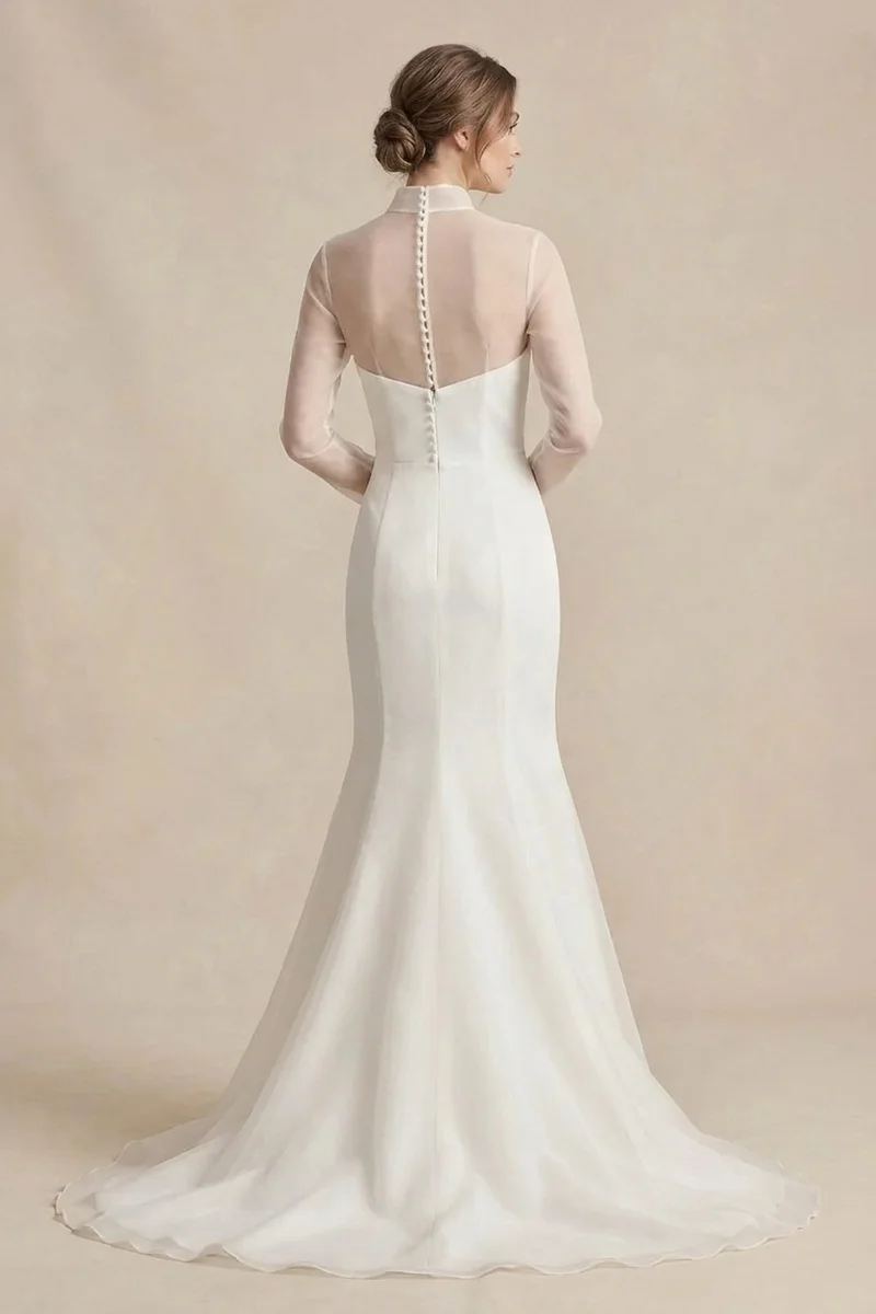 Luna Transparentes Organza Minimalistisches Brautkleid - 2