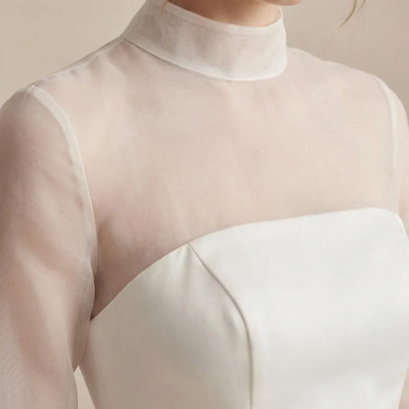 Luna Transparentes Organza Minimalistisches Brautkleid - 3