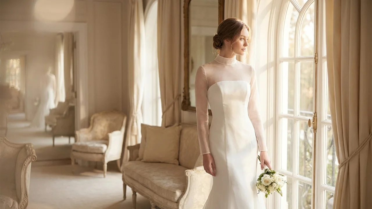 Luna Transparentes Organza Minimalistisches Brautkleid - 5