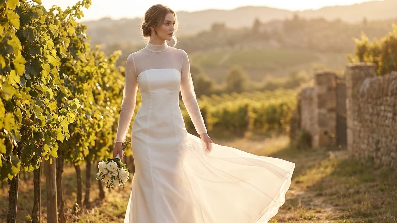 Luna Transparentes Organza Minimalistisches Brautkleid - 6