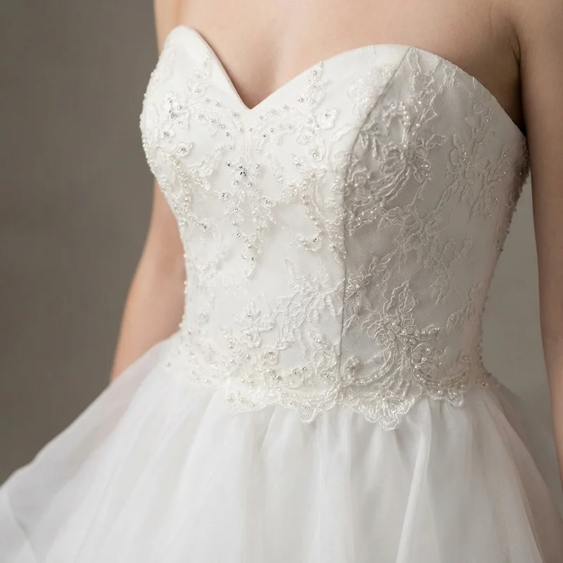 Pearl Organza-Ballkleid-Brautkleid mit Rüschenrock - 3