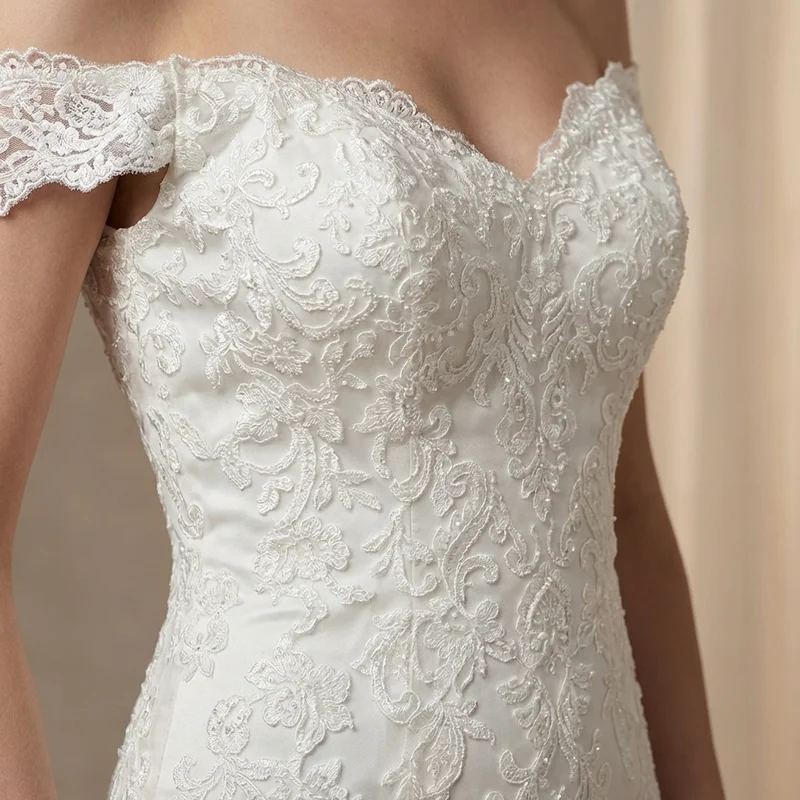 Schulterfrei Spitzen-Meerjungfrau Brautkleid - 3