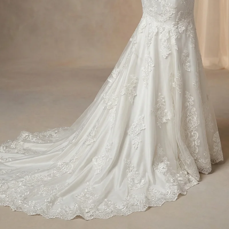 Schulterfrei Spitzen-Meerjungfrau Brautkleid - 4