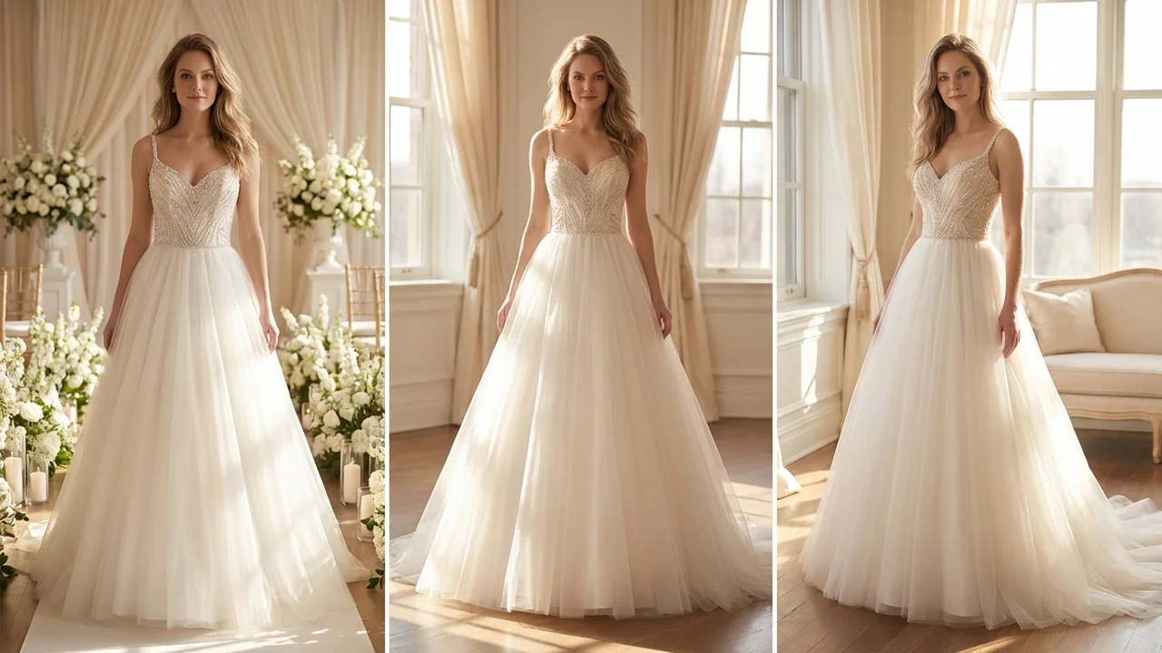 Beaded Bodice Tulle Gown — Clearance - 5