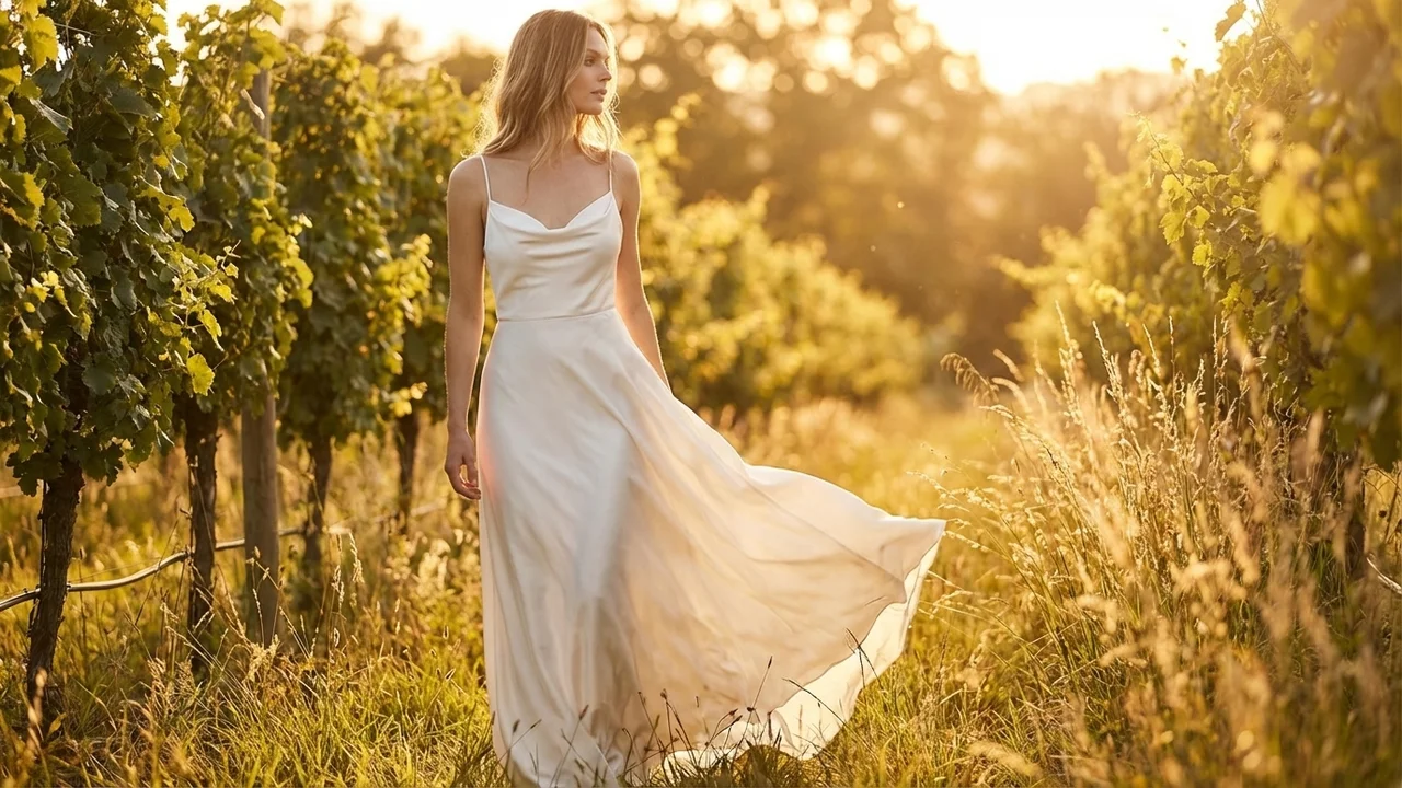 Vera Backless Satin Slip Wedding Dress - 6