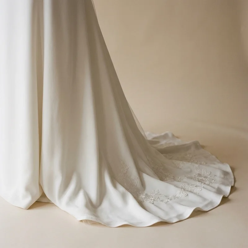 Eloise Robe de Mariée Fourreau en Crêpe Minimaliste - 4