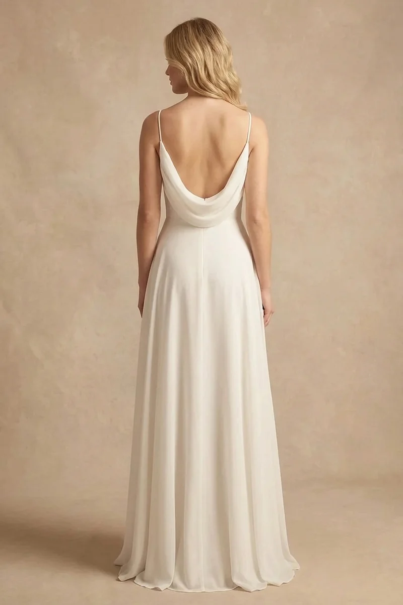 Isla Robe de Mariée Fourreau en Mousseline à Bretelles Fines - 2