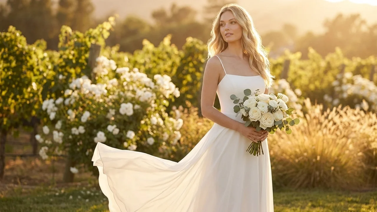 Isla Robe de Mariée Fourreau en Mousseline à Bretelles Fines - 6