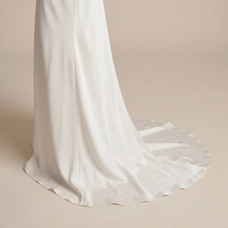 Elara Silk Slip Wedding Dress with Cowl Back - 4