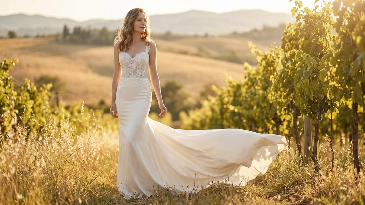 Valentina Silk Mermaid Wedding Dress with Lace Bodice - 6