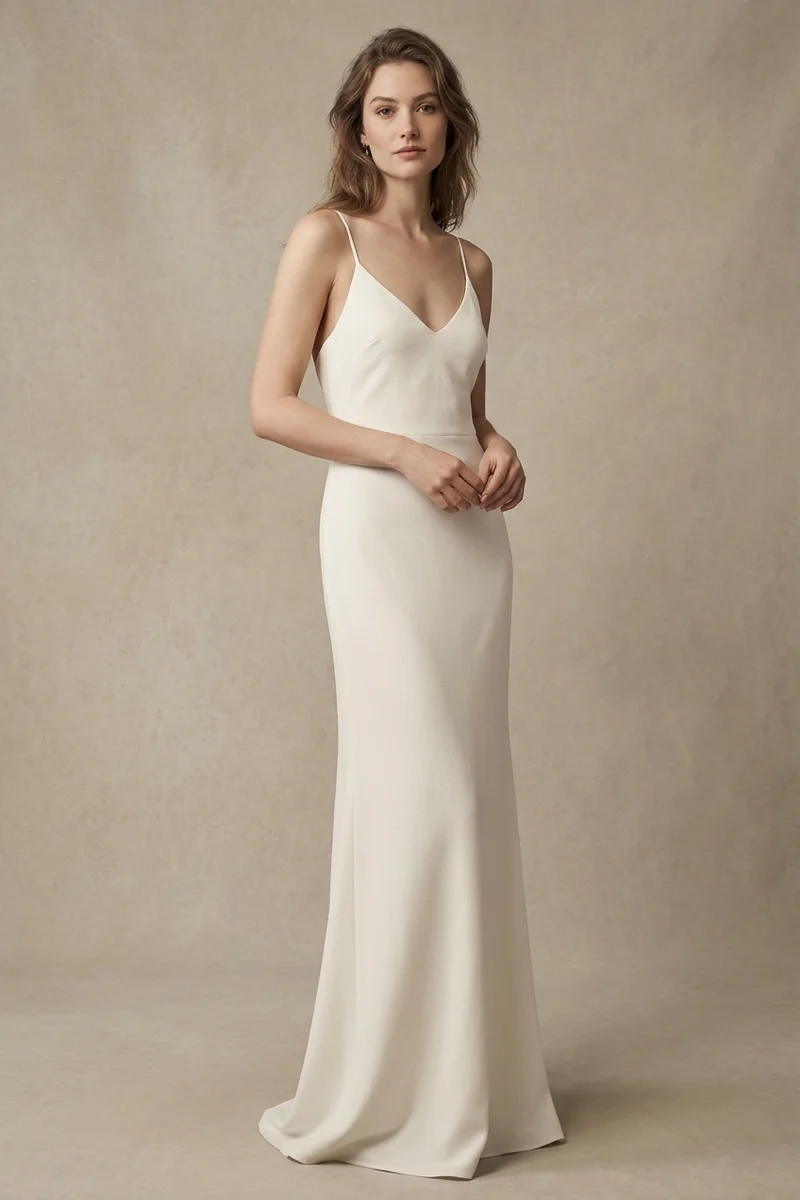 Isla Schlichtes Crepe Slip-Brautkleid - 1