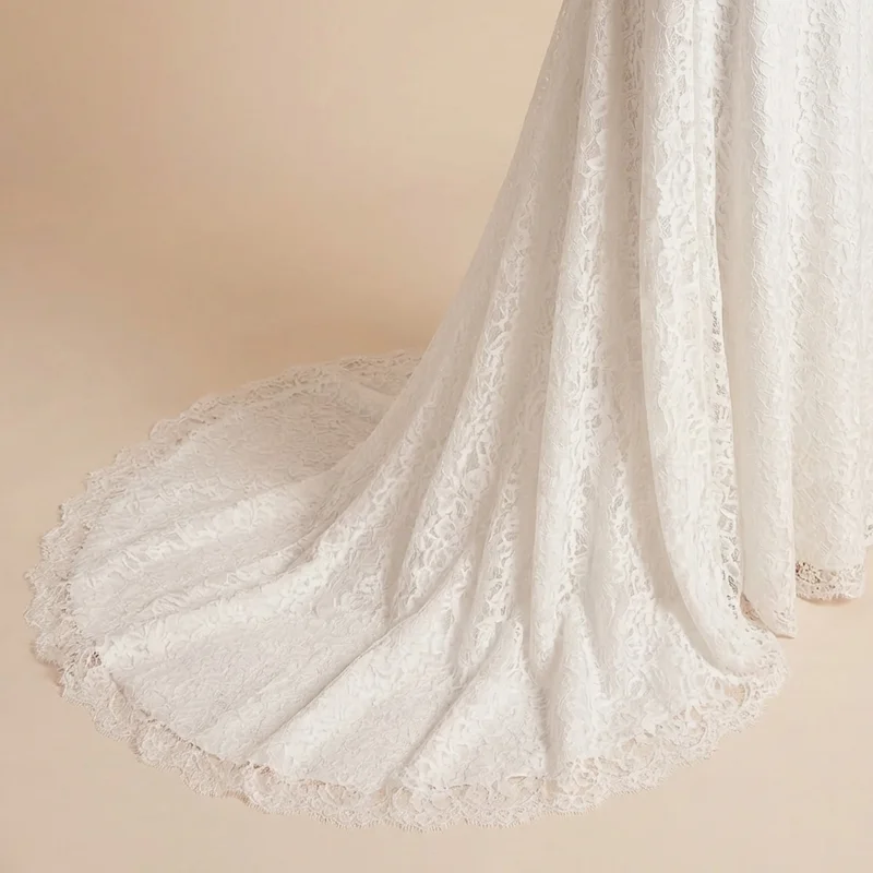 Rosalie Spitzen-Spaghettiträger A-Linie Brautkleid - 4