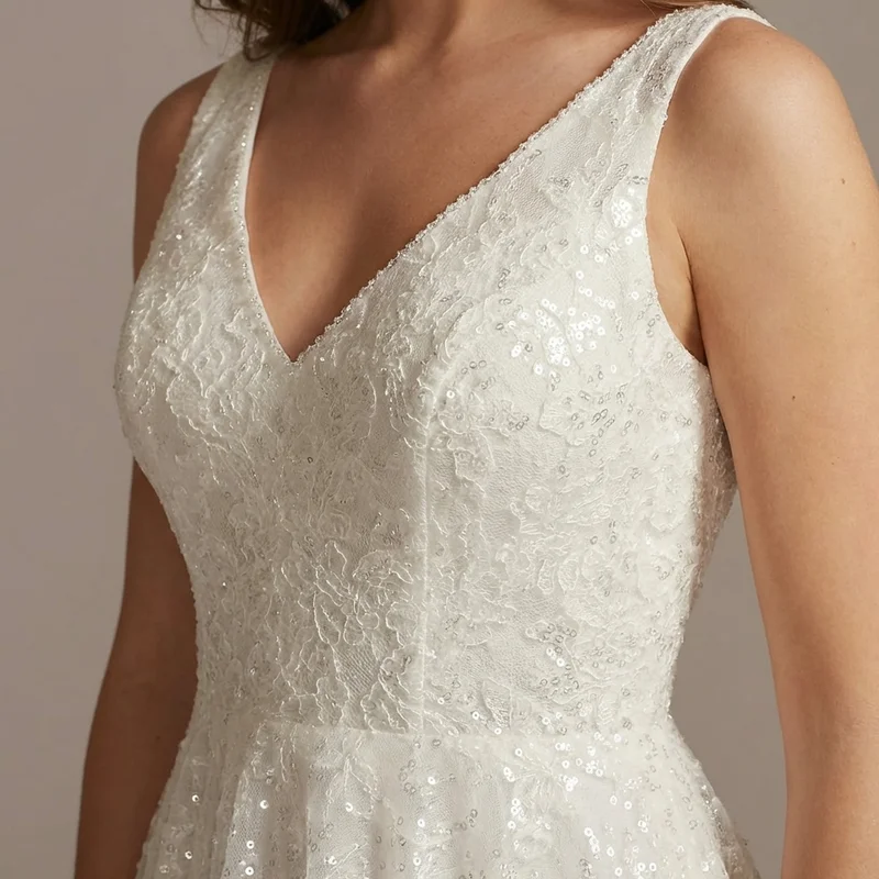 Celeste All-Over Sequin A-Line Wedding Dress - 3